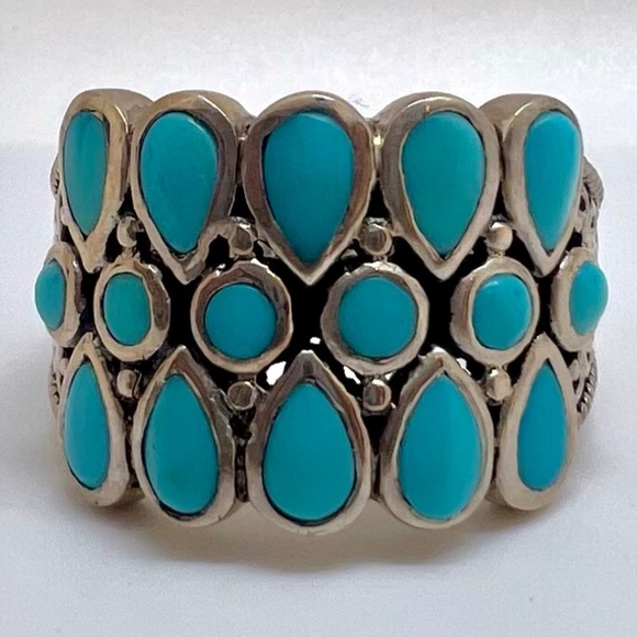 SAMUEL B Sleeping Beauty Turquoise & Sterling Silver Teardrop Bezel-Cut Ring